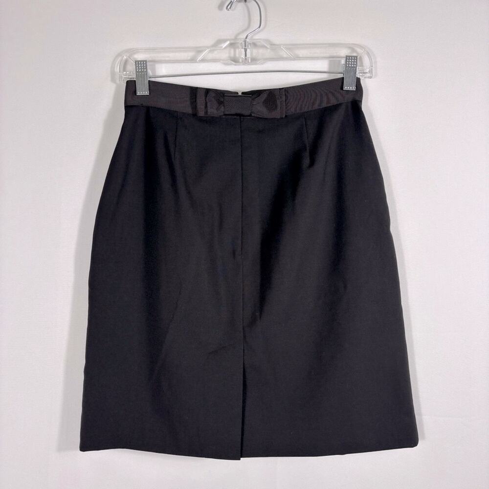 Kate Spade Timeless Black Wool Pencil Skirt with Back Bow Detail Size 2 D0063